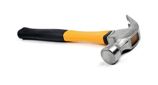 Yellow hammer on white background