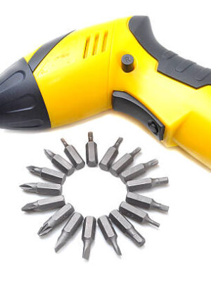 Rechargeable electric screwdriver isolated on white background